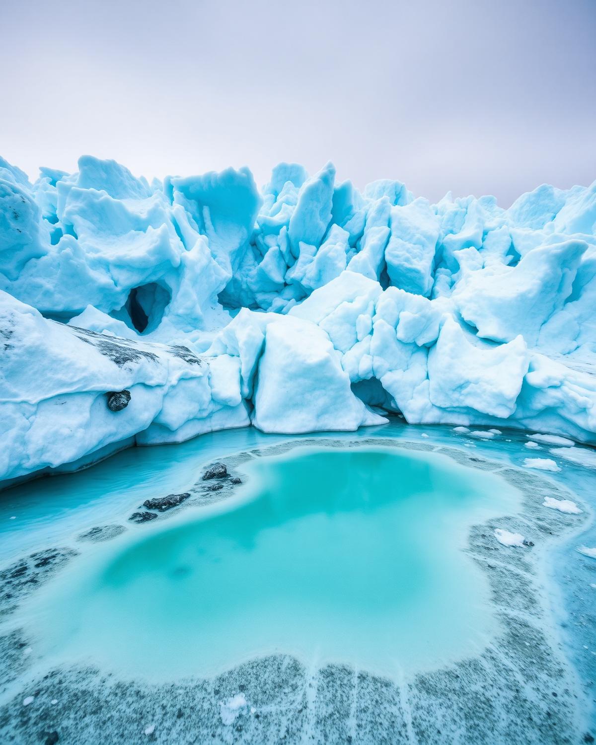 Melting glacier with turquoise meltwater